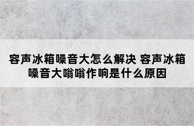 容声冰箱噪音大怎么解决 容声冰箱噪音大嗡嗡作响是什么原因